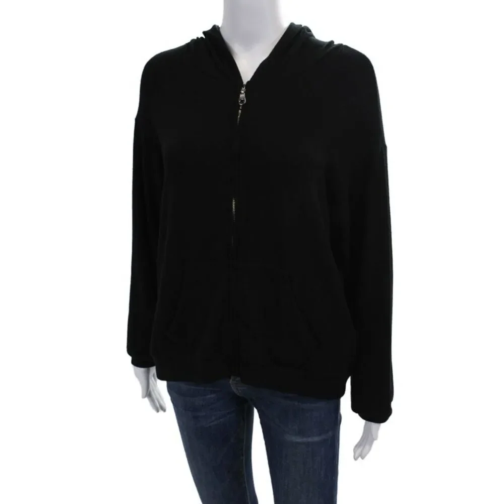 Red Haute Womens Zip Up Hooded Long Sleeve Sweatshirt Black Size Medium